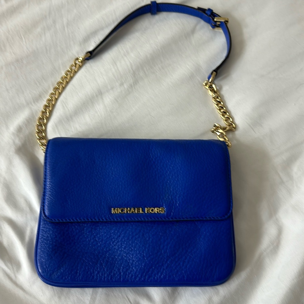 Michael kors blue leather handbag